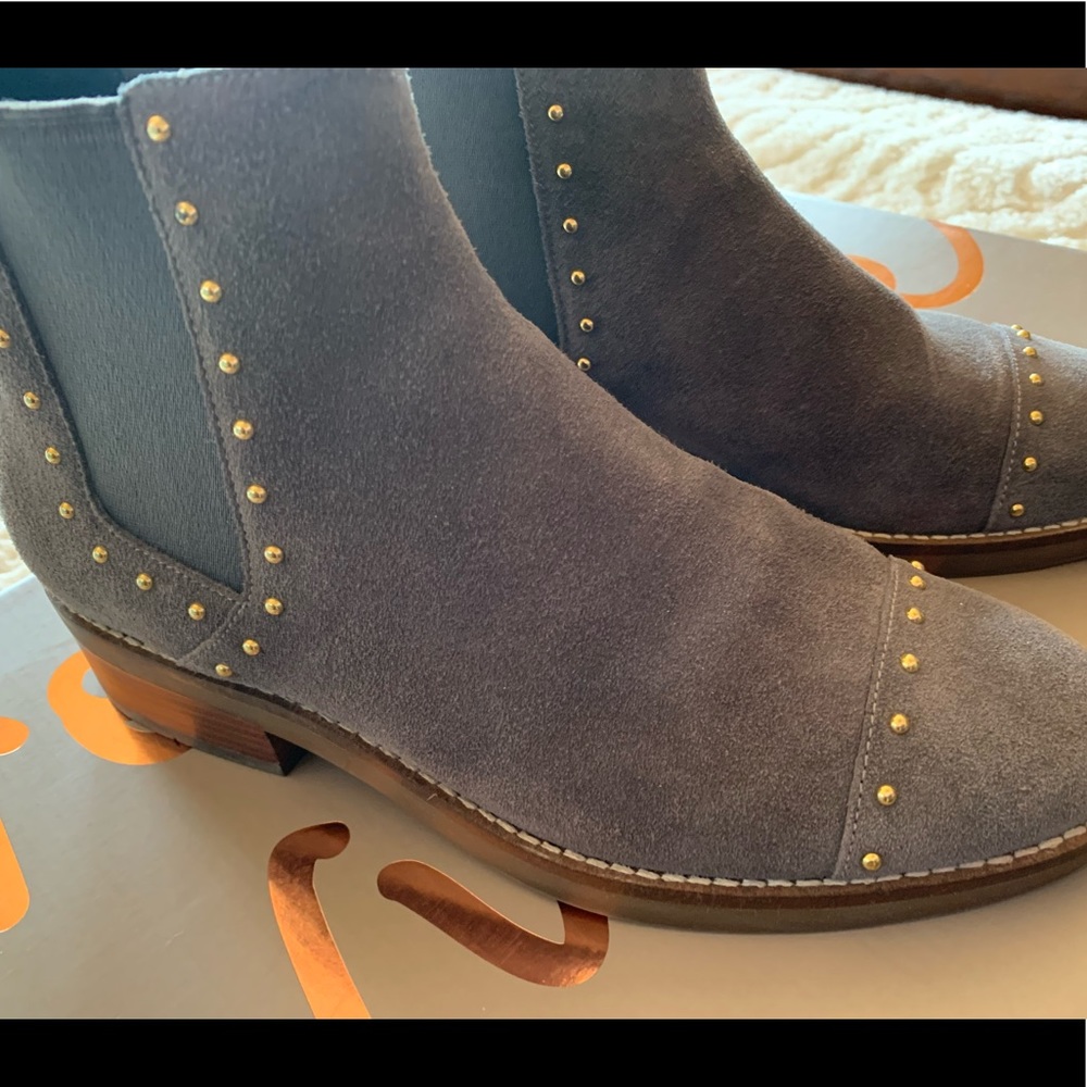 Cole Haan grey and gold suede ankle boots